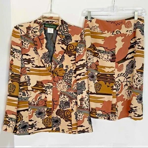 Vintage NWT Harve Bernard Skirt Suit Mod Retro Tan & Black Career Wear Separates - Picture 1 of 8