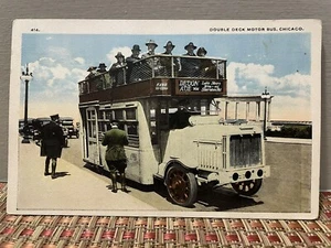 1920s Chicago Double Deck Motor Bus Devon Ave Lake Shore Post Card (1883-10) - Imagen 1 de 3