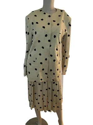 Conjunto de traje chaqueta y falda vintage 100 % seda Anne Klein talla 10 amarillo y negro Foto 1 de 4