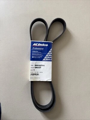 Cinturón serpentino Delco 6K637 CA para camioneta VW Chevy S10 Volvo VNL Peterbilt 367 Foto 1 de 4