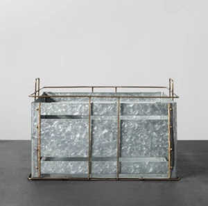 HEARTH & HAND GALVANIZED METAL STORAGE BIN W/ MAGNOLIA & SIDE HANDLES, LARGE - Picture 1 of 1