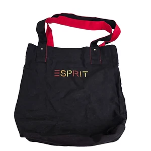 Borsa shopper vintage anni 90 ESPRIT nera tela logo borsa tasca arcobaleno - Foto 1 di 7