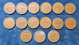 1939-1948 (Lot Of 15) Australia ½ Penny Coin (KM.#41) - Picture 1 of 8