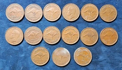1939-1948  (Lot Of 15) Australia ½ Penny Coin (KM.#41) - Image 1 of 4