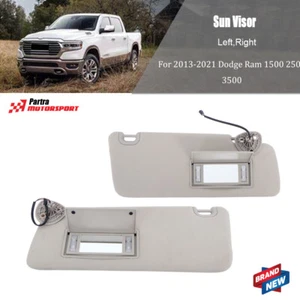 Left+Right Pair Sun Visor Gray W/Lights For 2013-2021 Dodge Ram 1500 2500 3500 - Picture 1 of 19
