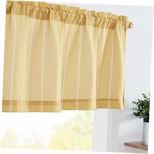 Nautical Valance Striped Linen Curtain 16 Inches 16"L Nautical Striped Yellow - Picture 1 of 8