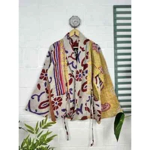10 Pc Indian Handmade Kantha Jacket, Soft Cotton Kantha Jacket, Bath Robe Kimono - Picture 1 of 5