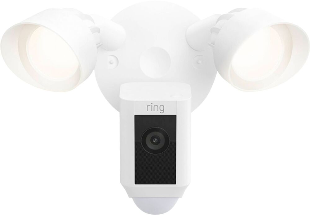 Ring Floodlight Cam Wired Plus 1080p Outdoor WiFi Camera with Night Vision White