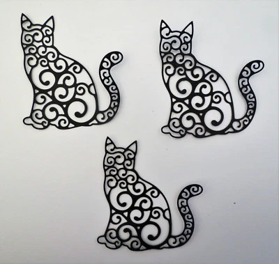Gato intrincado extravagante papelão grande cortado em matriz 3 peças scrapbooking para fabricação de cartões - Imagem 1 de 4
