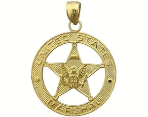 Colgante con insignia de mariscal de los Estados Unidos de oro de 14 quilates - Imagen 1 de 6