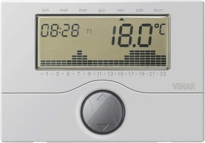 01910.20 – Cronotermostato a Batterie Da Parete, Argento - Immagine 1 di 4