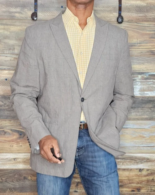 John Varvatos США хлопок льняной пик лацкан блейзер спортивная куртка 46R - Изображение 1 из 4