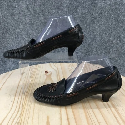 Franco Sarto Zapatos Mujer 8.5 M Informales Sin Cordones Tacón Mocasines Cuero Negro Foto 1 de 4