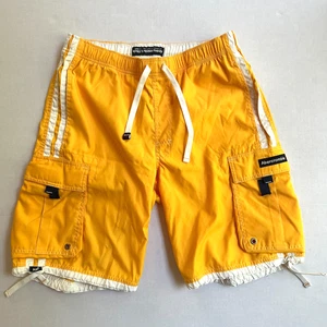 Abercrombie Fitch Swim Trunk Board Shorts Mens M Tugger Yellow Cargo Y2K Vintage - Picture 1 of 9