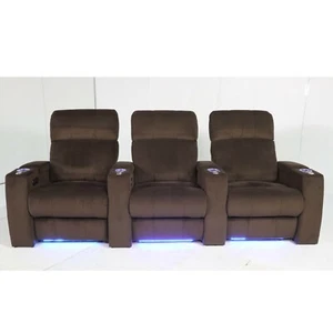 Seatcraft Sonoma Brown Bella Fabric Row of 3 with Power Headrest, USB, LED - Picture 1 of 7