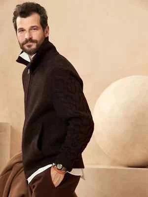 Chaqueta Suéter BANANA REPUBLIC XL Doble Punto XL Marrón # 765292 $225 Foto 1 de 4