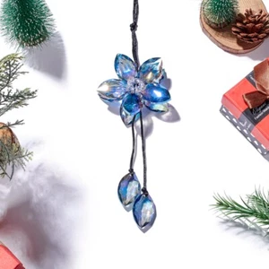 Shiny Crystal Flower Car Rear View Mirror Pendant Colorful Car Hanging Ornament - Picture 1 of 7