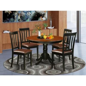 5 Pc set with a Round Dinette Table and 4 Leather Dinette Chairs... - Picture 1 of 4