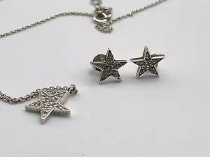 Vintage Sterling Silver Pendant and Earrings Set Stars Design 3.18g - Picture 1 of 10