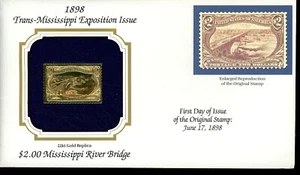 1898 Texas Mississippi Expo Issue PCS FDC 22K Gold Stamp - Picture 1 of 2