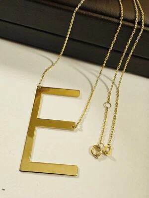 Collar Letra E Oro Real Saudí Fino 18K 18Ct 750 16.5”/17.5” Largo 1mm 4.3g Foto 1 de 4