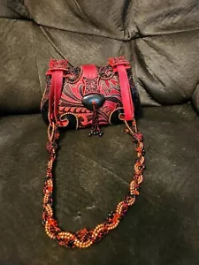 Mary Frances Vintage Handtasche Geldbörse rot, schwarz, goldverziert Perlen - Bild 1 von 12