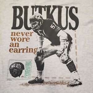 Vintage Chicago Bears Dick Butkus Shirt Mens Medium Gray Salem USA Single Stitch