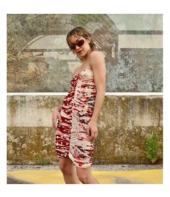 Maxi Vestido Plisado Geométrico De Colección Años 90 Jean Paul Gaultier Soleil Malla Talla L Foto 1 de 4