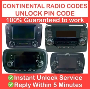 CODICE Di Sblocco Radio FIAT ALFA ROMEO CITROEN CONTINENTAL-VP2 & VP1 + Uconnect - Foto 1 di 4