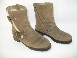 UGG Niels II Chipmunk Leather Fur Zip Buckle Water Resistant Shearling Boots 6.5 - Picture 1 of 10