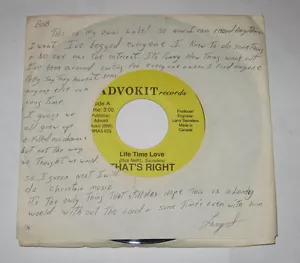 That's Right 7" 45 HEAR PRIVATE AOR ROCK SIGNED Life Time Love ADVOKIT b/w XIAN - Picture 1 of 4