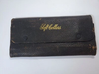 Старинный викторианской эпохи из черной кожи путешествий мешок для рубашки мягкий воротник галстуки Snap - Изображение 1 из 4