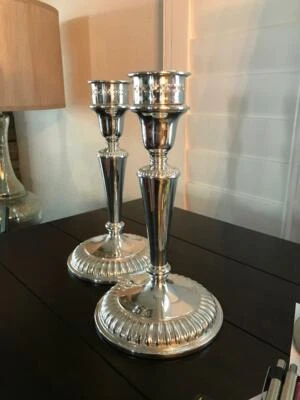 ТЯЖЕЛЫЙ ДВОЙНОЙ ГАДРОН ПОСЕРЕБРЕННЫЙ ПОДСВЕЧНИК ВЫСОТОЙ 8 3/4 ДЮЙМА ОТ BIRKS REGENCY  - Изображение 1 из 4