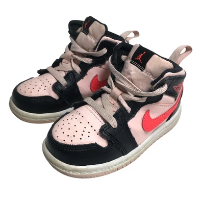 Nike Air Jordan 1 Mid TD 640735-604 Tenis Zapatos Atmósfera Rosa Niña’s Talla 7C Foto 1 de 4