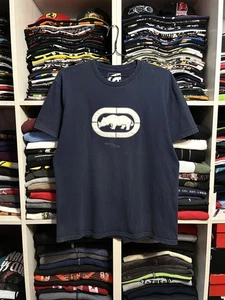 Vintage Y2K Ecko Unltd 3D Big Logo Hip Hop Skate T-Shirt Faded Navy Size M/L - Picture 1 of 13