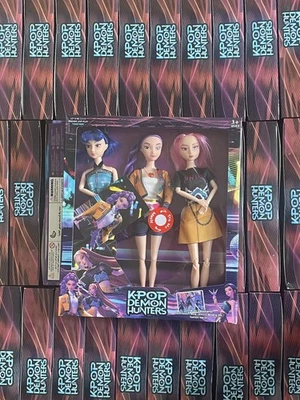 3Pcs Set Cosplay Kpop Demon Hunters Lighting Music Toys Moveable Joint Dolls UK - Image 1 of 4