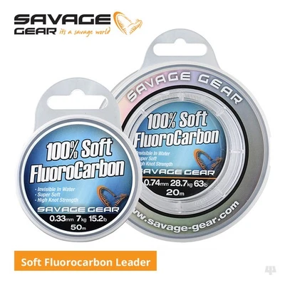 Savage Gear Soft Fluorocarbon Leader - Pike Perch Bass Sea Fishing Line Tackle - Image 1 of 3
