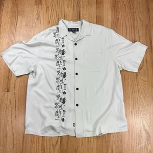 Nat Nast Luxury Originals Mens Embroidered Button Up Shirt 100% Silk XL Cocktail - Picture 1 of 9