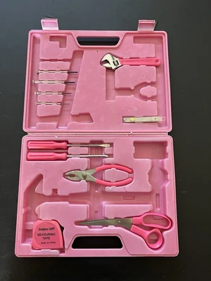 1990s Ladies' Pink Hardware Tool Kit With Durable Carrying Case INCOMPLETE - image 1 of 2
