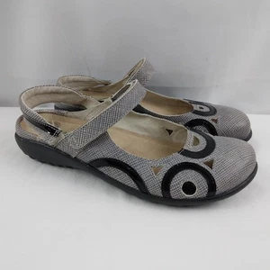 Naot Rongo Mary Jane Shoes Black Gray Leather Comfort Slingback Womens 39 US 8 - Picture 1 of 11