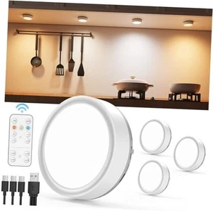 USB Rechargeable LED Puck Lights with Remote, 2400mAh Battery Operated Push - Picture 1 of 7