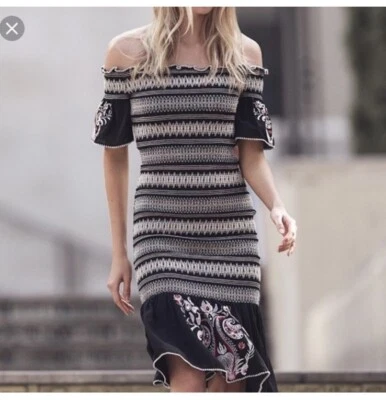 $695 Rachel Zoe Women Black Nicolette Dress Large - Image 1 of 4