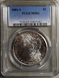 Dólar de plata Morgan 1881 S graduación profesional MS62 envío gratuito - Imagen 1 de 2