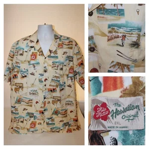 HILO HATTIE Golfer Golf Print Hawaii USA Short Sleeve Button Shirt : Size 2XL - Picture 1 of 7