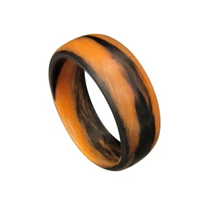 Men's or Women's Carbon Fiber Orange Marbled Glow Ring -Made in USA- sizes 4-16 - Picture 1 of 9