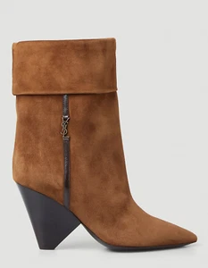 NUEVO EN CAJA Botas Saint Laurent Niki Monograma Gamuza Marrón 39/8.5 $1350 - Imagen 1 de 7