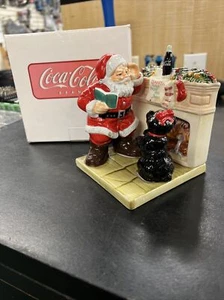 VTG Coca-Cola Holiday Portraits Salt & Pepper Shakers In ORG Box Santa & Puppy - Picture 1 of 5