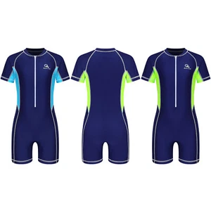 Kids Boy Bathing Suit Sport Swimwear Bodysuit Swimsuit Color Block Costume - Picture 1 of 28