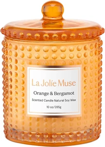 Orange Bergamot Scented Candle, Orange Candles for Home Scented, Citrus Candle, - Picture 1 of 7