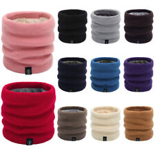 Plus Fleece Unisex Men Neck Warmer Scarf Solid Color Snood Scarves Knitted Sc AU